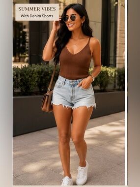 Arizona Jean Co. Brown Ribbed Strappy Tank Top – Size L